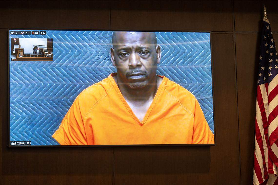 Dave Merritt, the defensive backs coach with the Kansas City Chiefs, has been charged with misdemeanor domestic battery and appears in court before Judge Wayne Smith via Zoom at the Johnson County Courthouse on Thursday, April 23, 2026.